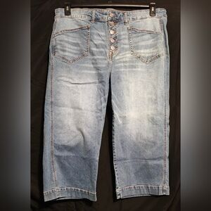 Torrid Button Fly Cropped Wide Leg Jeans Size 20